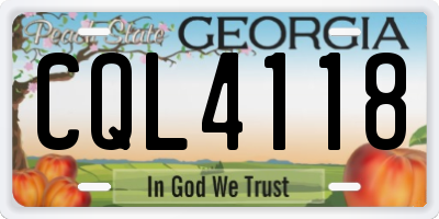 GA license plate CQL4118