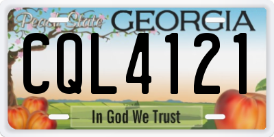 GA license plate CQL4121