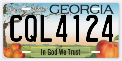 GA license plate CQL4124