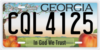 GA license plate CQL4125