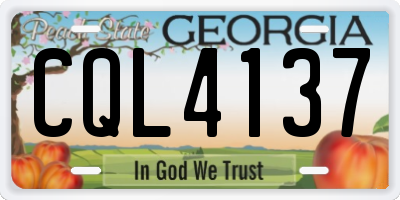 GA license plate CQL4137