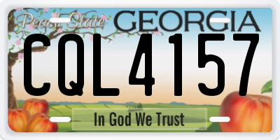 GA license plate CQL4157