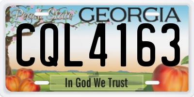 GA license plate CQL4163