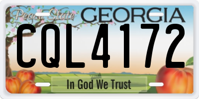 GA license plate CQL4172