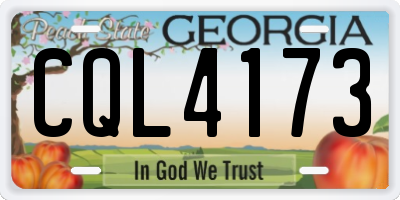GA license plate CQL4173