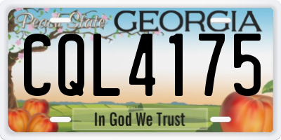 GA license plate CQL4175
