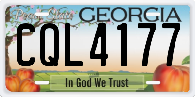 GA license plate CQL4177