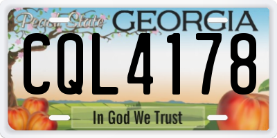 GA license plate CQL4178