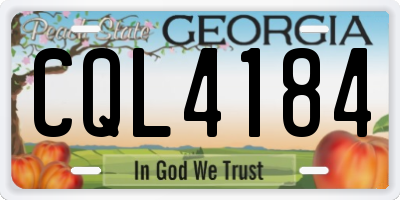 GA license plate CQL4184