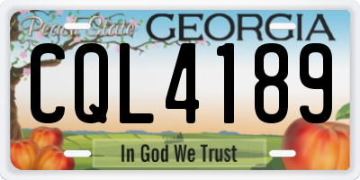 GA license plate CQL4189