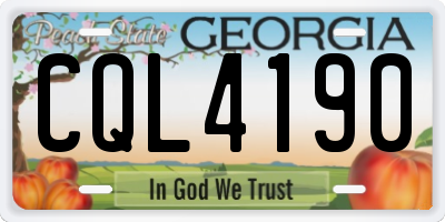 GA license plate CQL4190