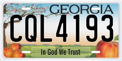 GA license plate CQL4193