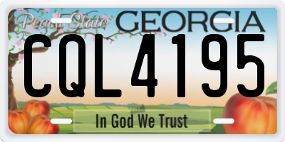 GA license plate CQL4195