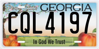 GA license plate CQL4197