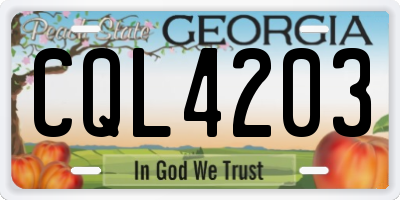 GA license plate CQL4203