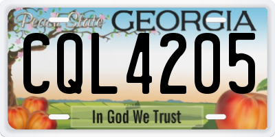 GA license plate CQL4205