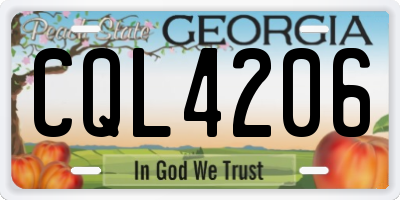 GA license plate CQL4206