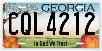 GA license plate CQL4212