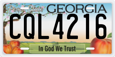GA license plate CQL4216