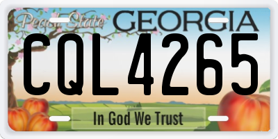 GA license plate CQL4265
