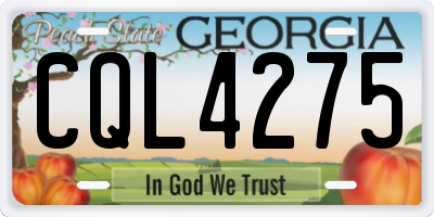 GA license plate CQL4275