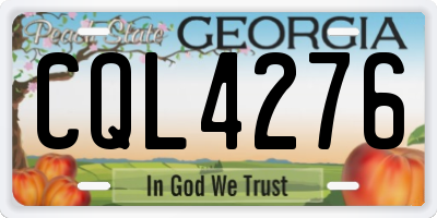 GA license plate CQL4276