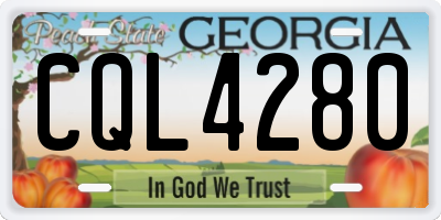 GA license plate CQL4280