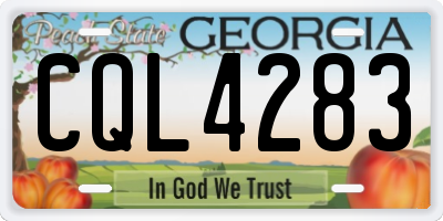 GA license plate CQL4283