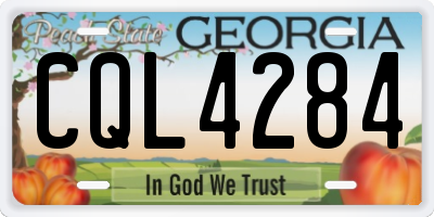 GA license plate CQL4284