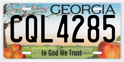 GA license plate CQL4285