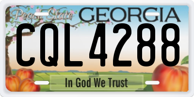 GA license plate CQL4288