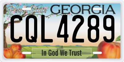 GA license plate CQL4289
