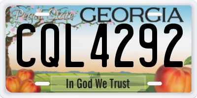 GA license plate CQL4292