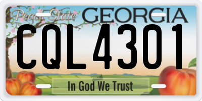 GA license plate CQL4301