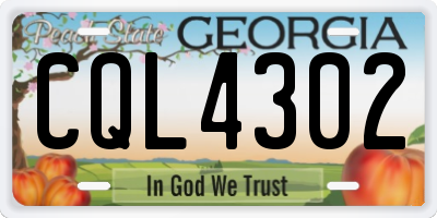 GA license plate CQL4302