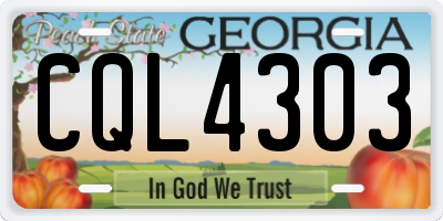 GA license plate CQL4303