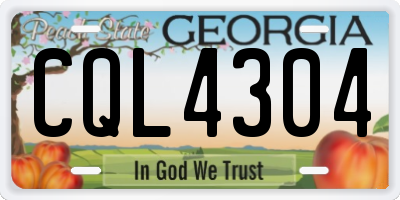 GA license plate CQL4304