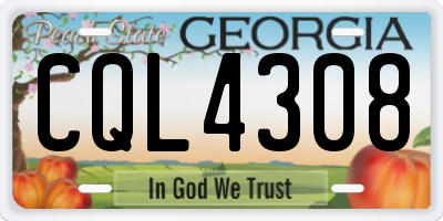 GA license plate CQL4308