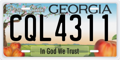 GA license plate CQL4311
