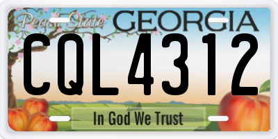 GA license plate CQL4312
