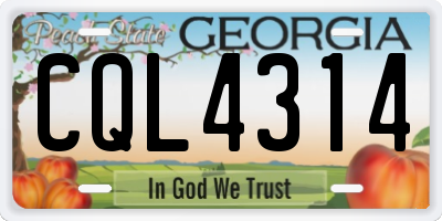 GA license plate CQL4314