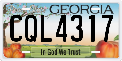 GA license plate CQL4317