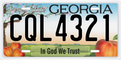 GA license plate CQL4321