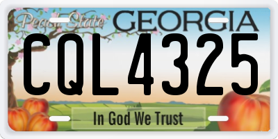 GA license plate CQL4325