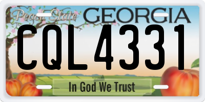 GA license plate CQL4331