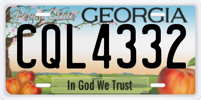 GA license plate CQL4332