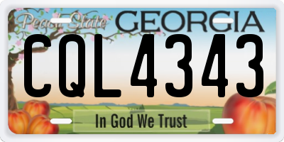 GA license plate CQL4343