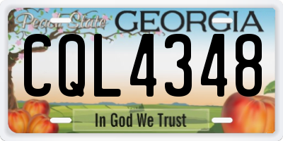 GA license plate CQL4348