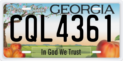 GA license plate CQL4361