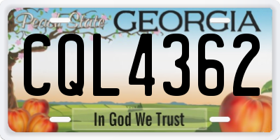 GA license plate CQL4362